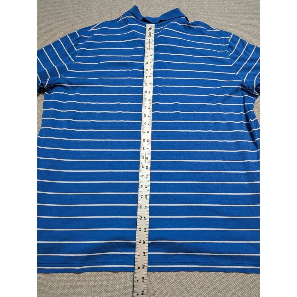 Polo Ralph Lauren Men's Blue White Striped Polo Shirt XXL Pima Soft Touch Pony